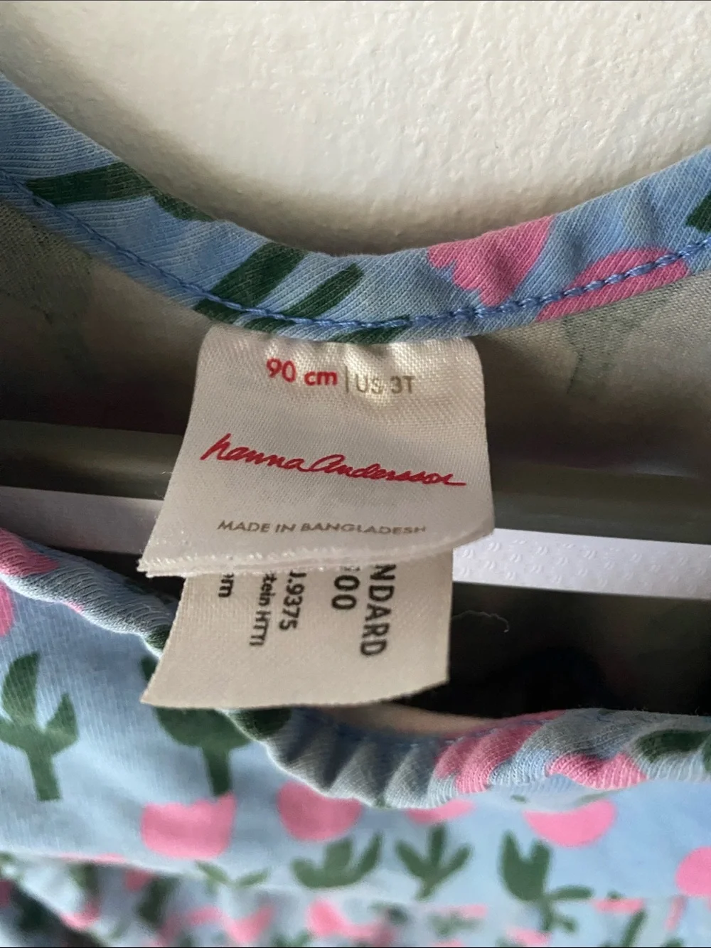 Hanna Andersson Blue Dress with Pink & Green Tulip Print